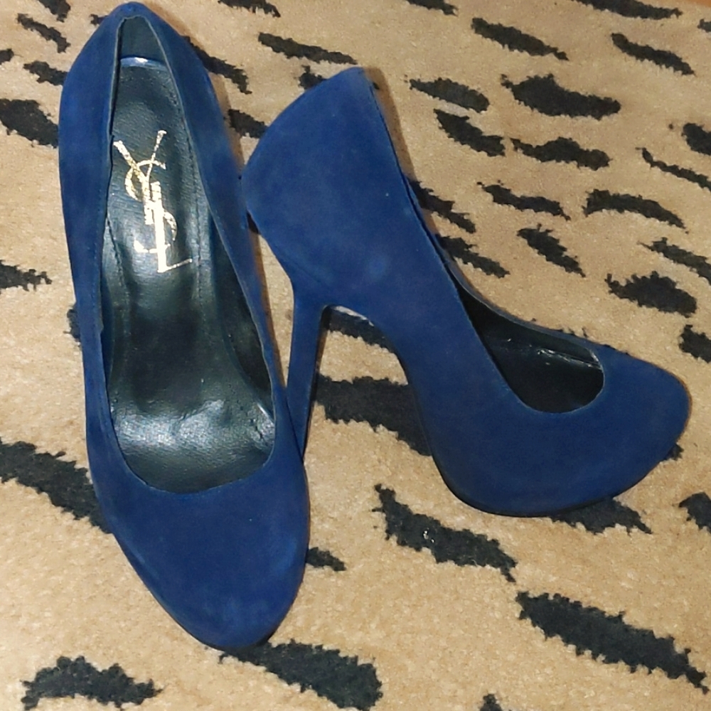 YSL blue suede heels NEVER WORN!